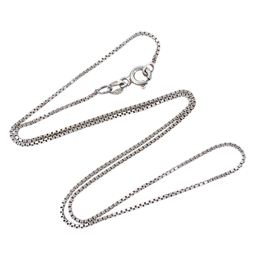 Estate Shube Trading Post Sterling Silver 925 1.1mm Box Chain Necklace 16.5”